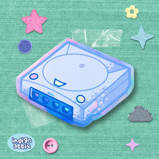 sega dreamcast console holographic sticker