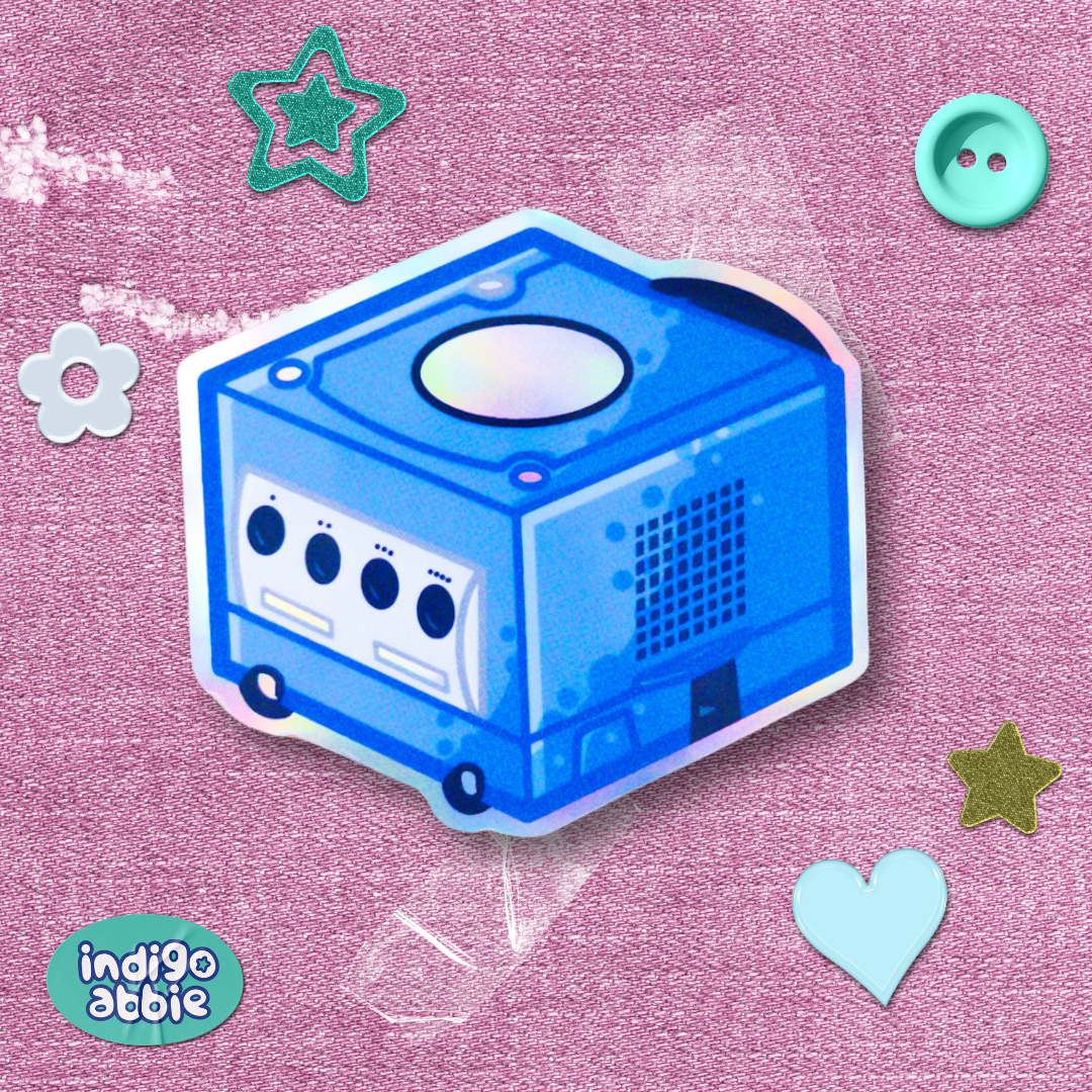 gamecube console holographic sticker