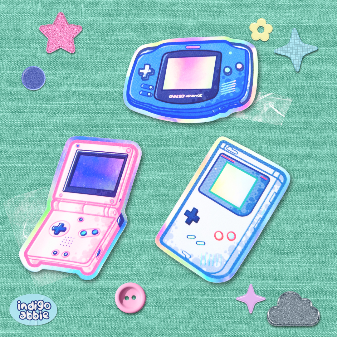 gameboy advance console holographic sticker