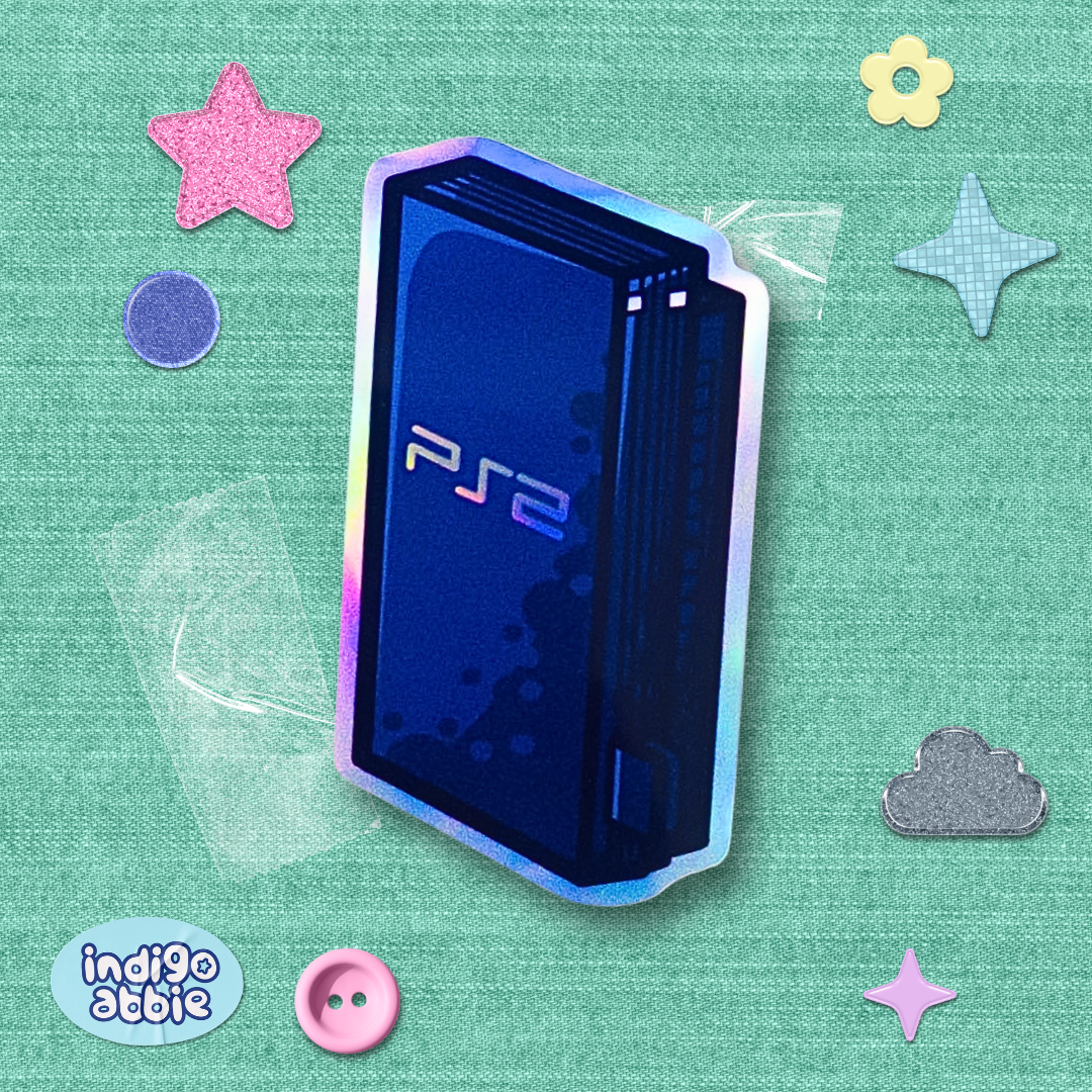 ps2 console holographic sticker