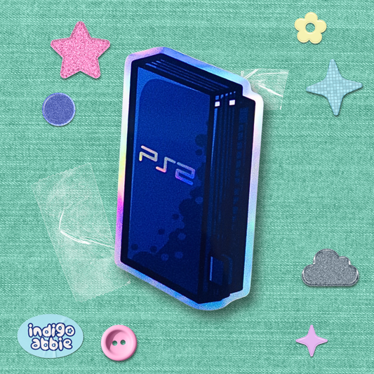 ps2 console holographic sticker