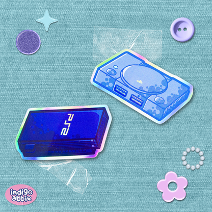 ps2 console holographic sticker