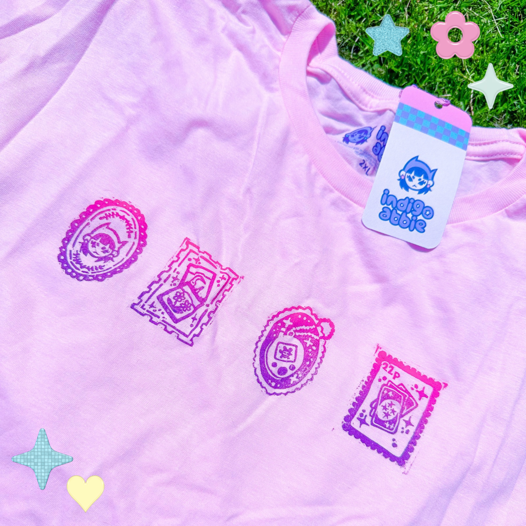 [2XL] 'Nostalgia Postcards' Pink & Gradient T-Shirt