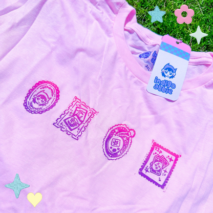 [2XL] 'Nostalgia Postcards' Pink & Gradient T-Shirt