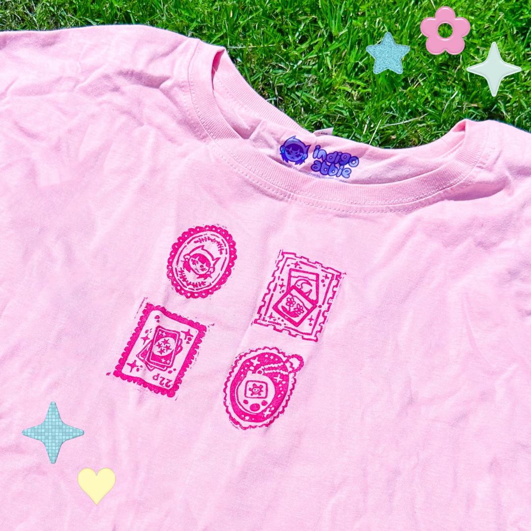 [M] 'Nostalgia Postcards' Pink & Magenta Baby Tee