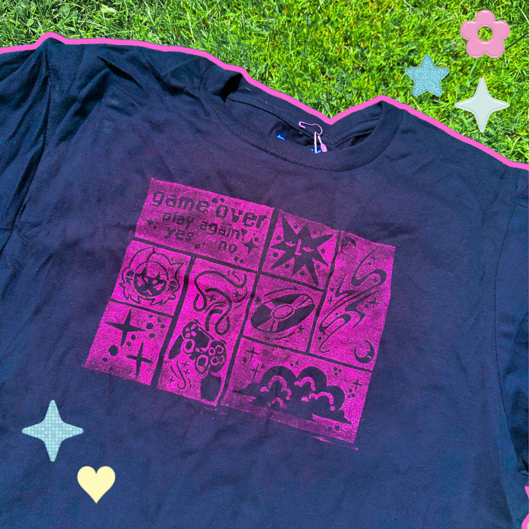 [S] 'Game Over' Black & Magenta T-Shirt