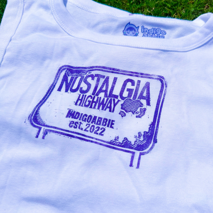 [XL] 'Nostalgia Highway' White & Indigo Tank Top