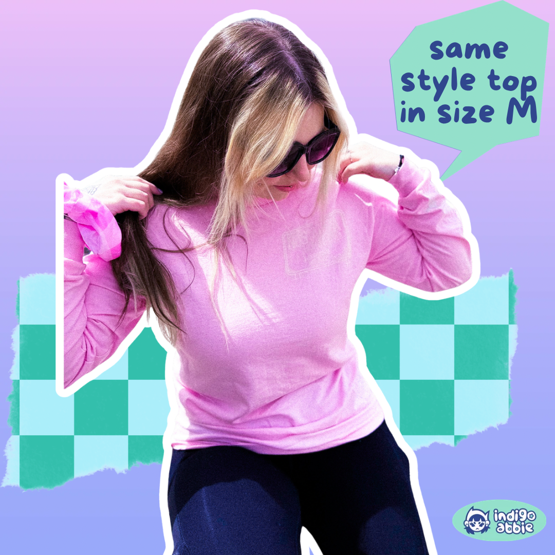 [L] 'Nostalgia Postcards' Pink & Black Long Sleeve T-Shirt