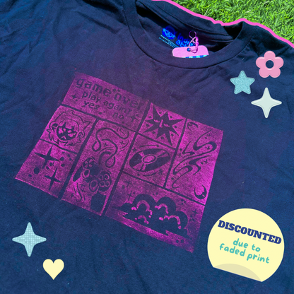 [XL] 'Game Over' Black & Magenta T-Shirt