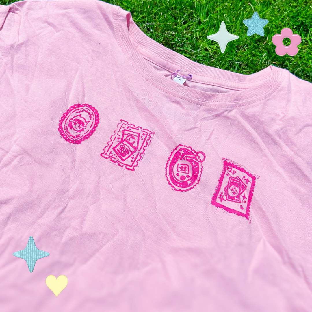 [S] 'Nostalgia Postcards' Pink & Magenta Baby Tee