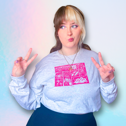 [L] 'Game Over' Grey & Pink Long Sleeved Top