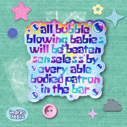 bubble blowing babies spongebob movie holographic sticker