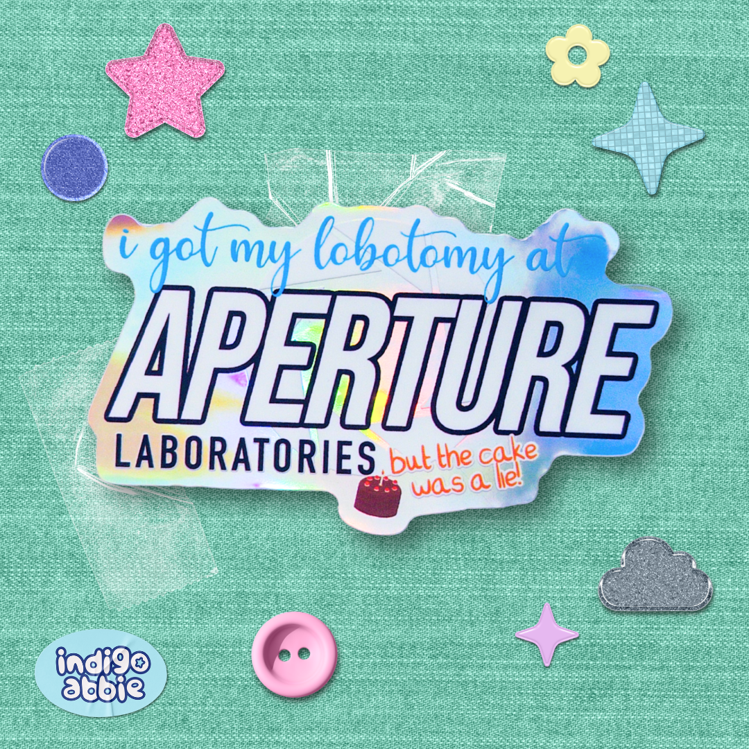 aperture science portal holographic sticker