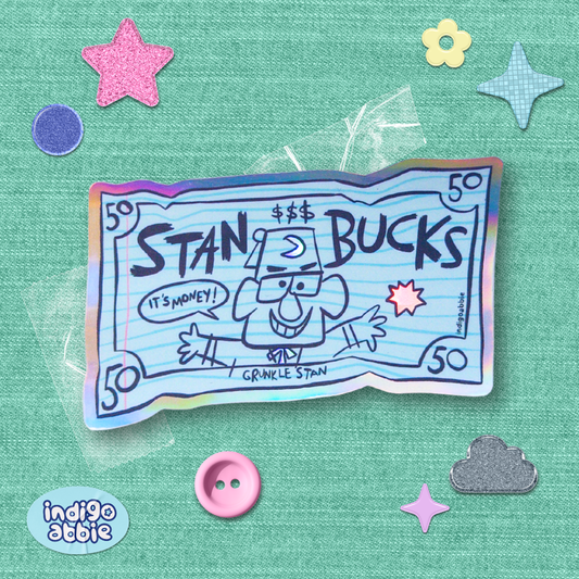 stan bucks gravity falls holographic sticker