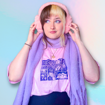 [3 XL] 'Game Over' Pink & Purple T-Shirt (warped print)