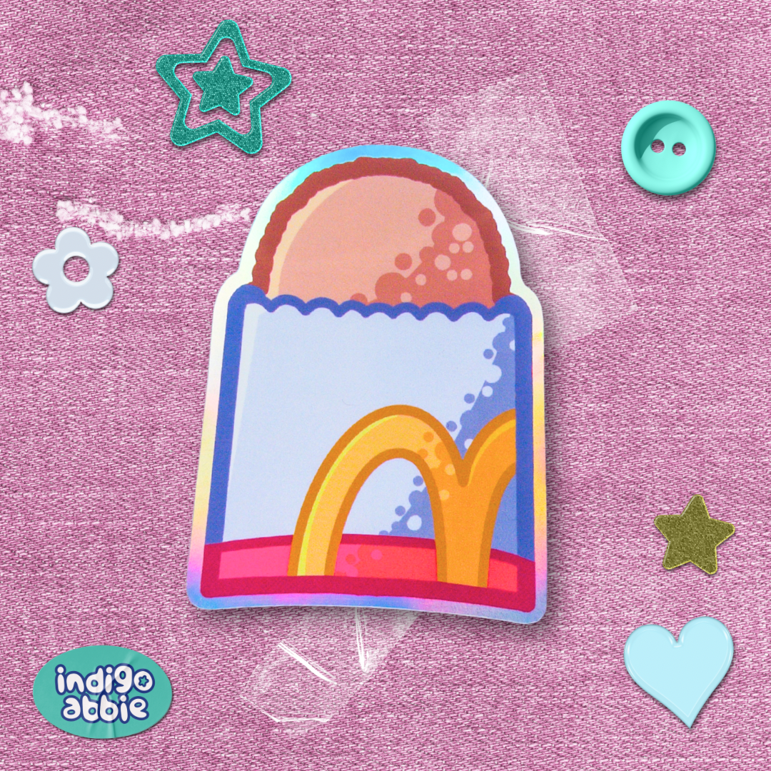 hash brown holographic sticker – IndigoAbbie