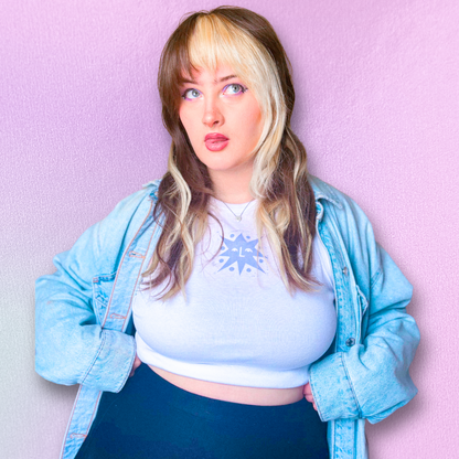 [L] 'The Star' White & Lilac Tank Top