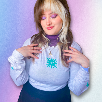 [S] 'The Star' Grey & Green Long Sleeved Top (with sleeve print)