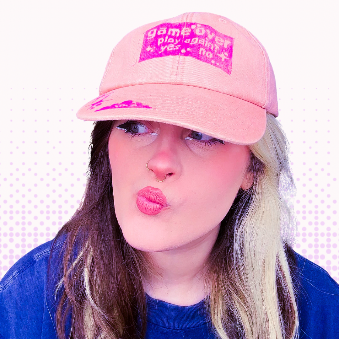 Game Over Baseball Cap - Dusty Pink & Magenta