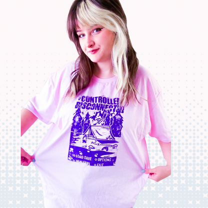 [2XL] Controller Disconnected Pink T-Shirt