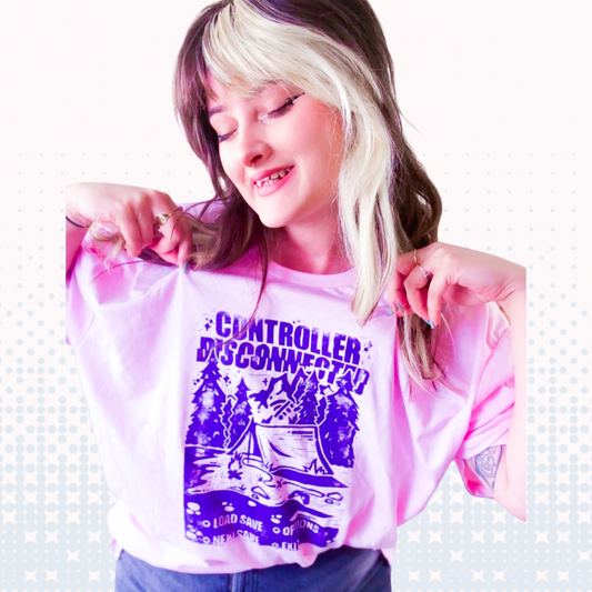 [2XL] Controller Disconnected Pink T-Shirt