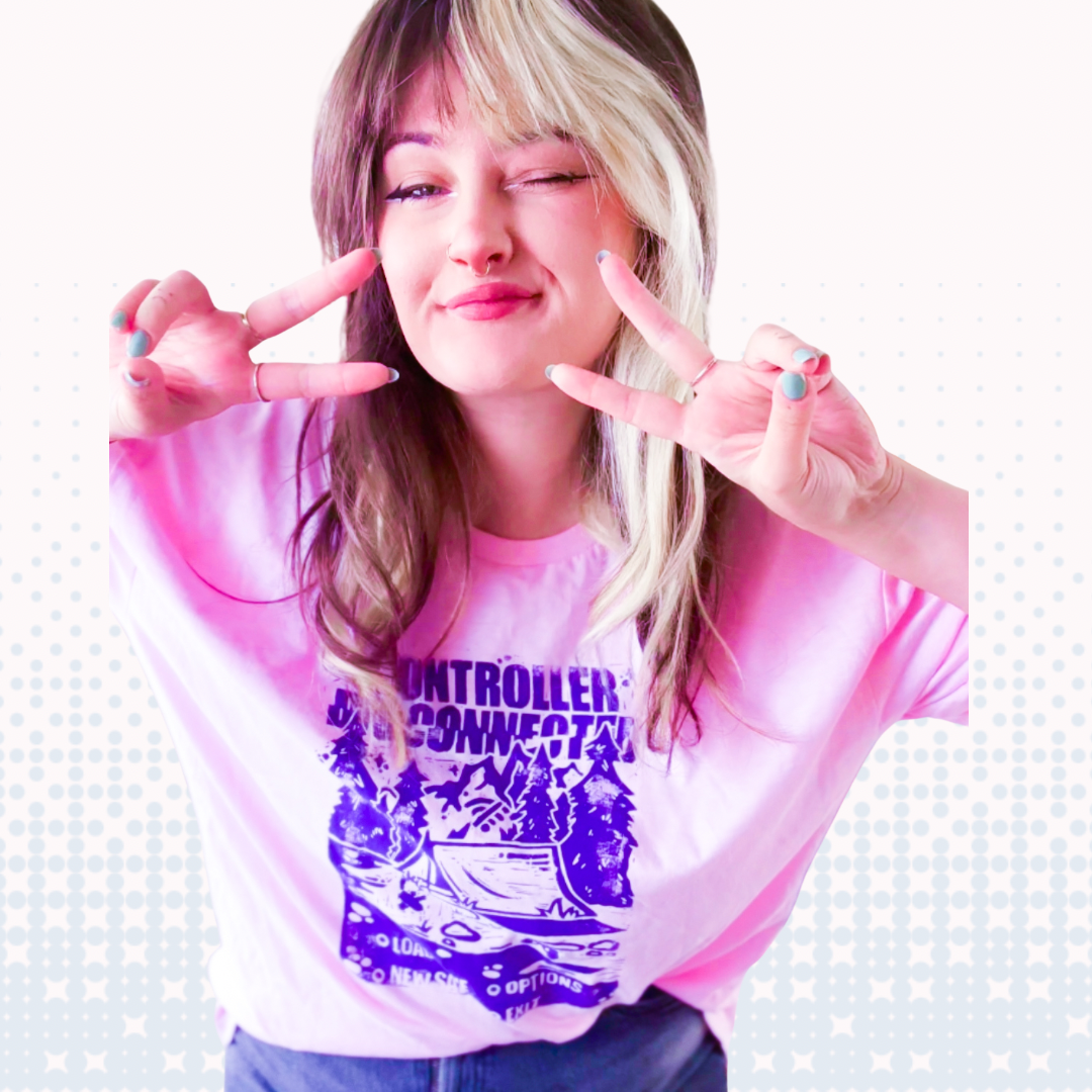 [2XL] Controller Disconnected Pink T-Shirt