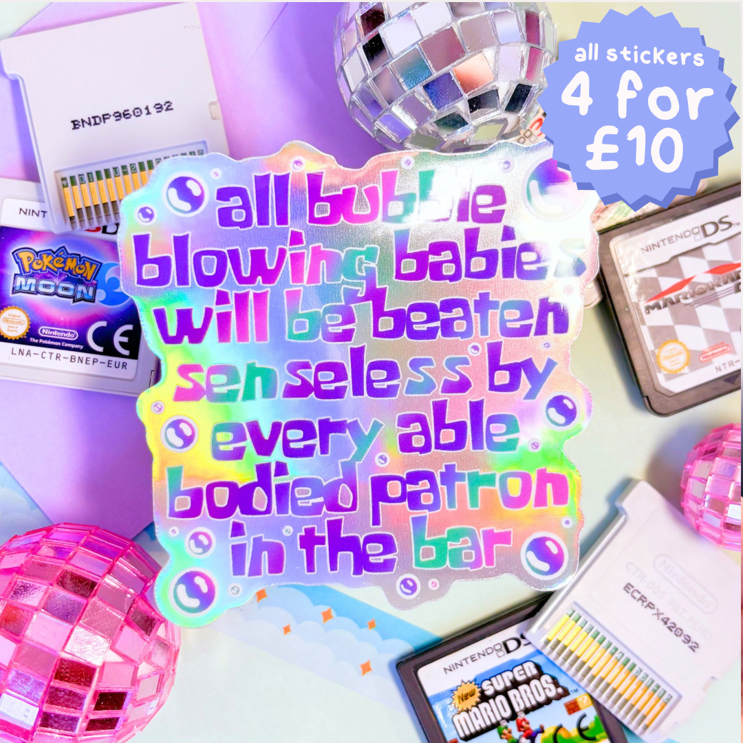 bubble blowing babies spongebob movie holographic sticker