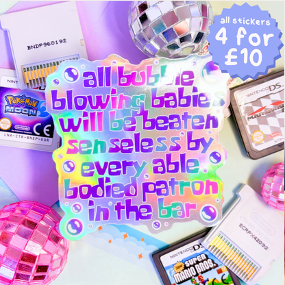 bubble blowing babies spongebob movie holographic sticker