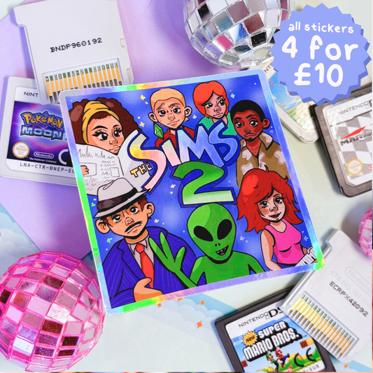 Sims 2 DS Holographic Sticker | Sims Nintendo DS Retro Sticker